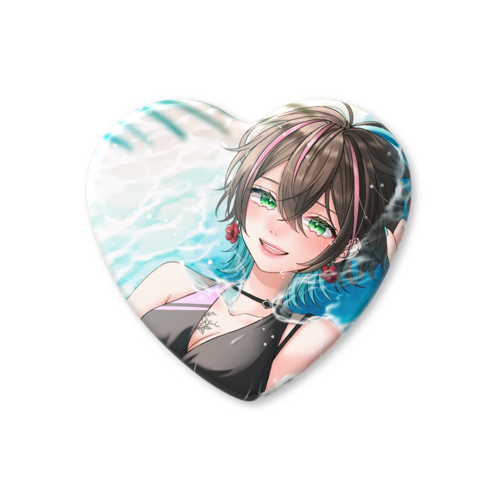 水着ハート缶バッジ