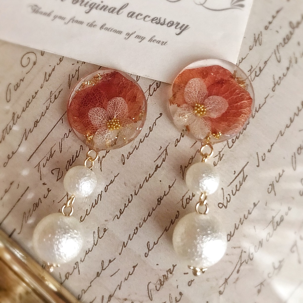 アジサイ♡コットンパールピアス/イヤリング