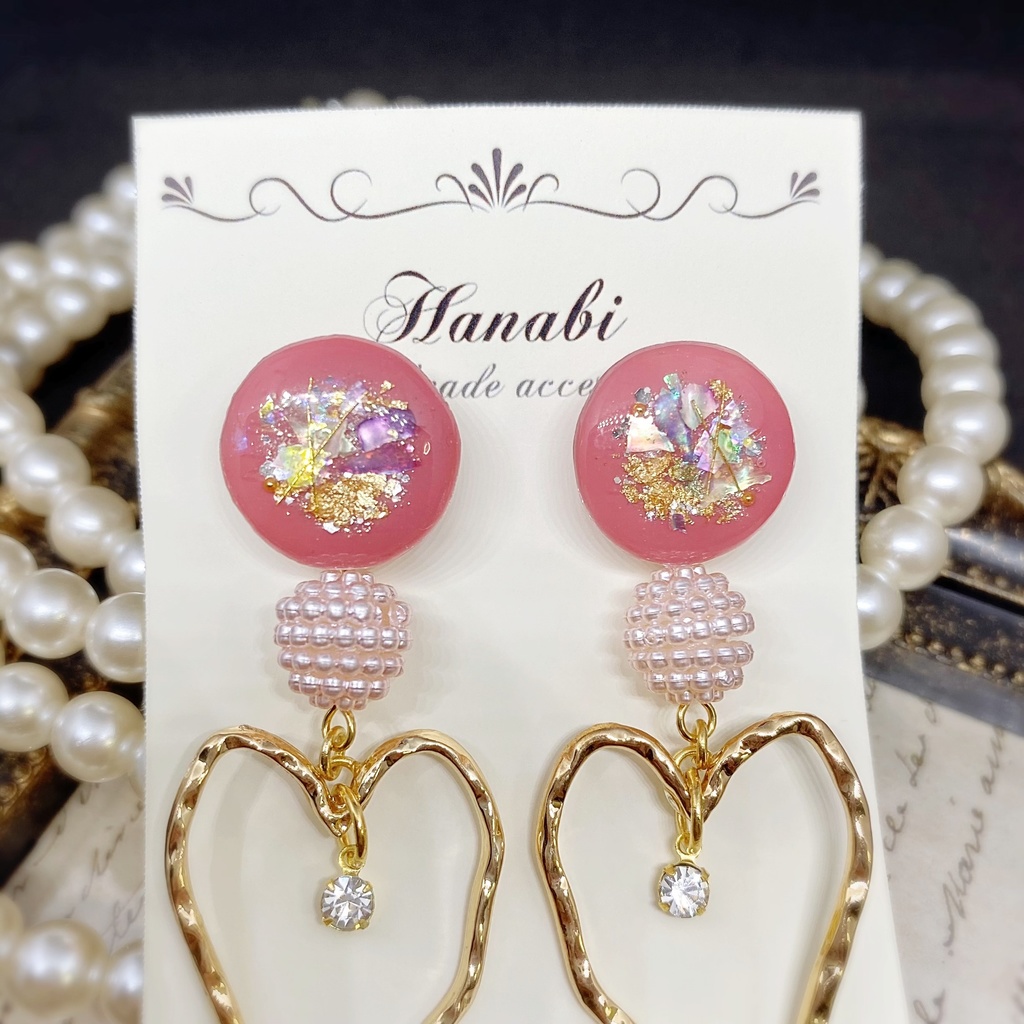 クラッシックローズ♡ハートピアス/イヤリング