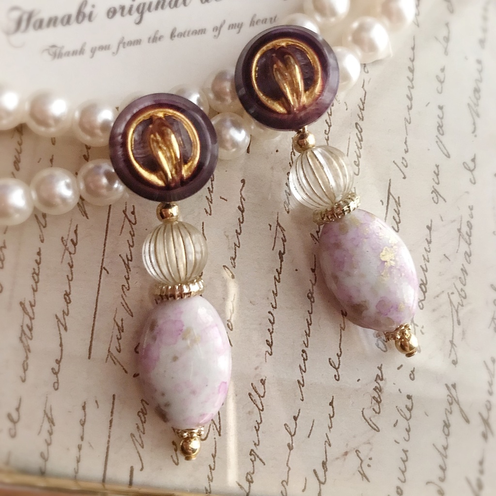 大ぶり*アンティークピンク/ピアス