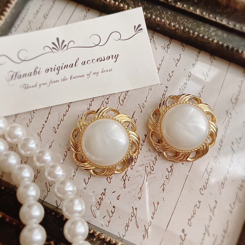 vintage earring 英国調 アンティーク パールイヤリング ゴールド