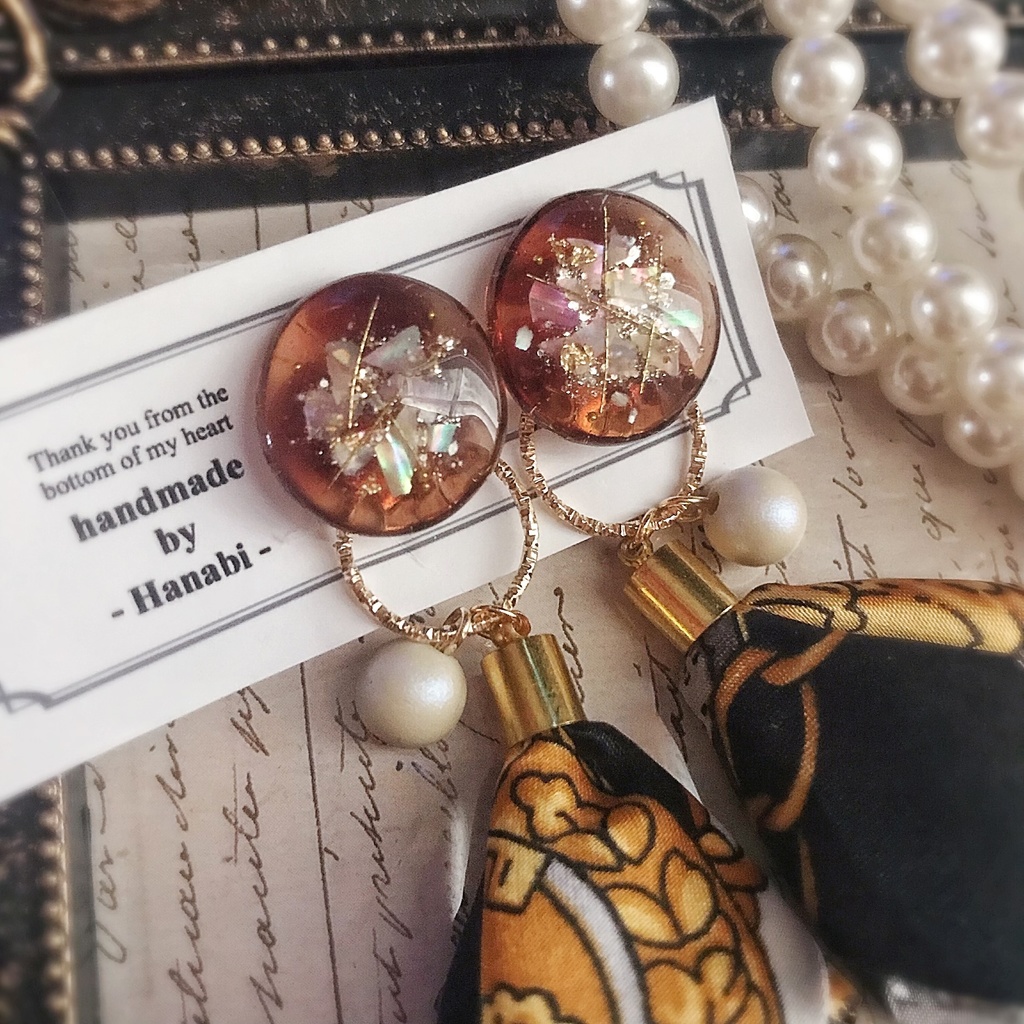 べっ甲*スカーフタッセルピアス/イヤリング