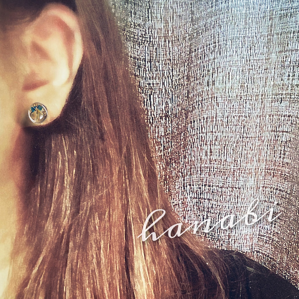 シェル×ブルーホワイト♡プチ*おはじきseriesピアス