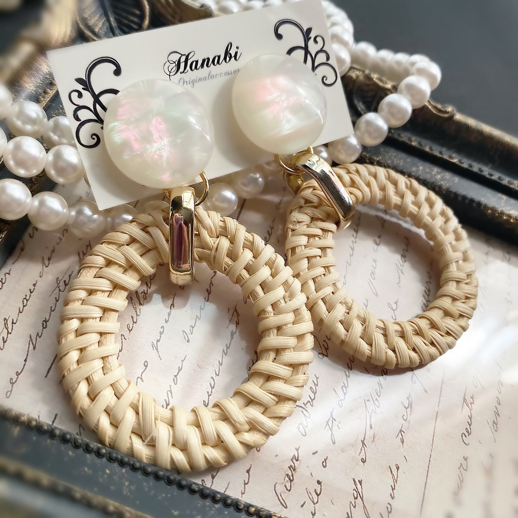 大ぶり*ラタンピアス/イヤリング