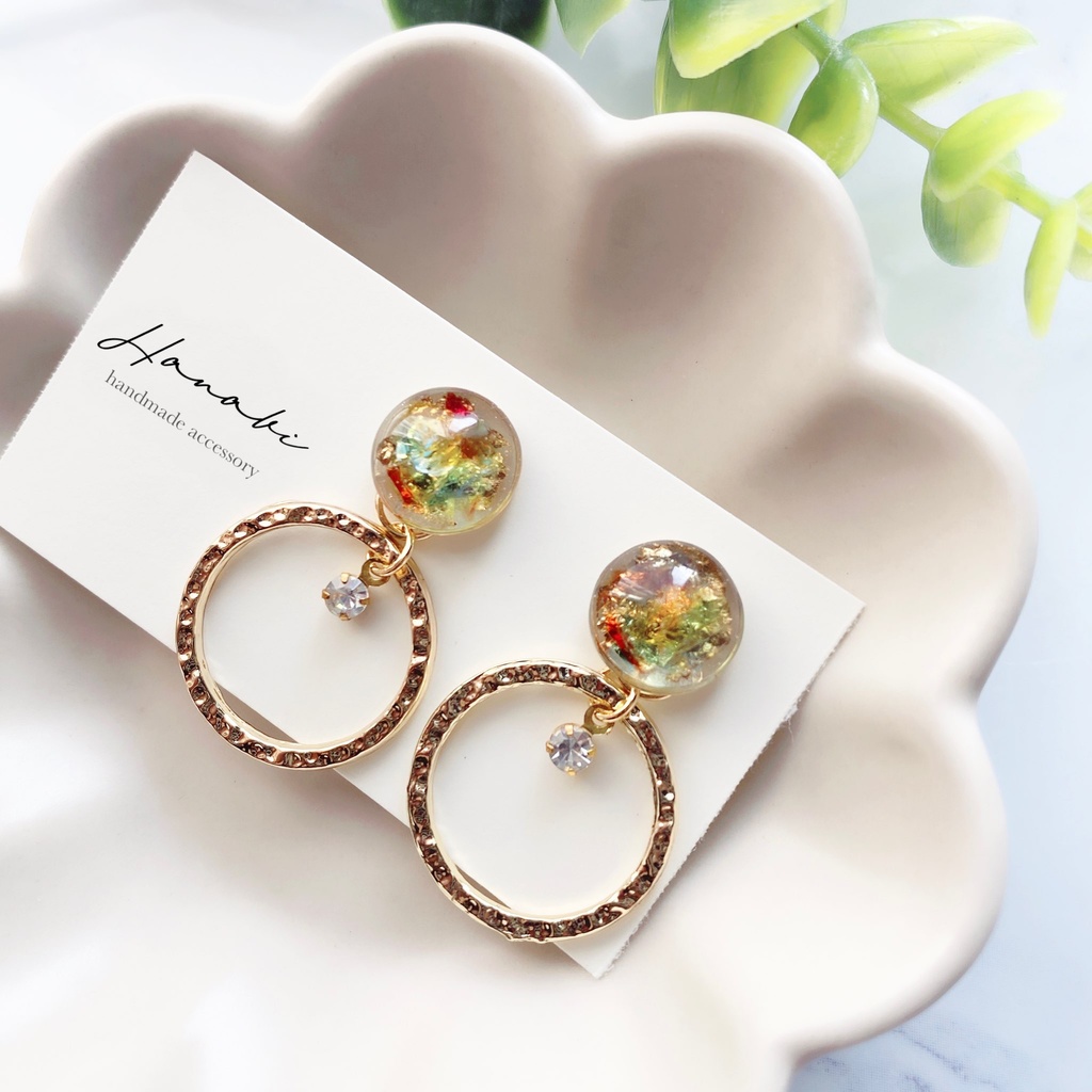 琉球ガラス*デザインリングピアス/イヤリング