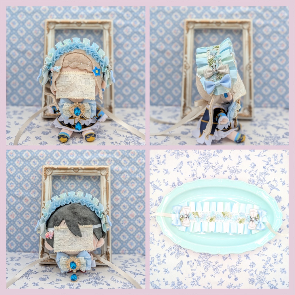 ぬい用ヘッドドレス/12~15cmぬい用 水色①