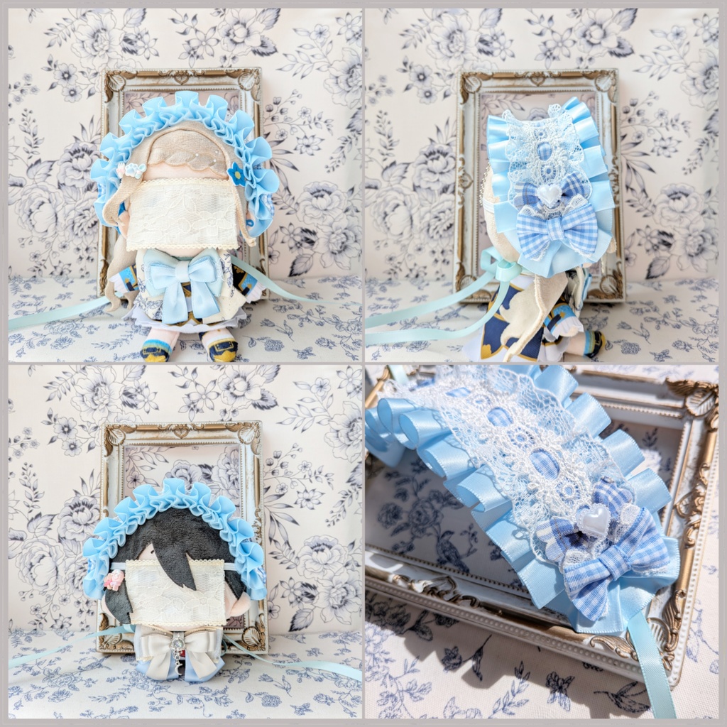 ぬい用ヘッドドレス/12~15cm用 水色④