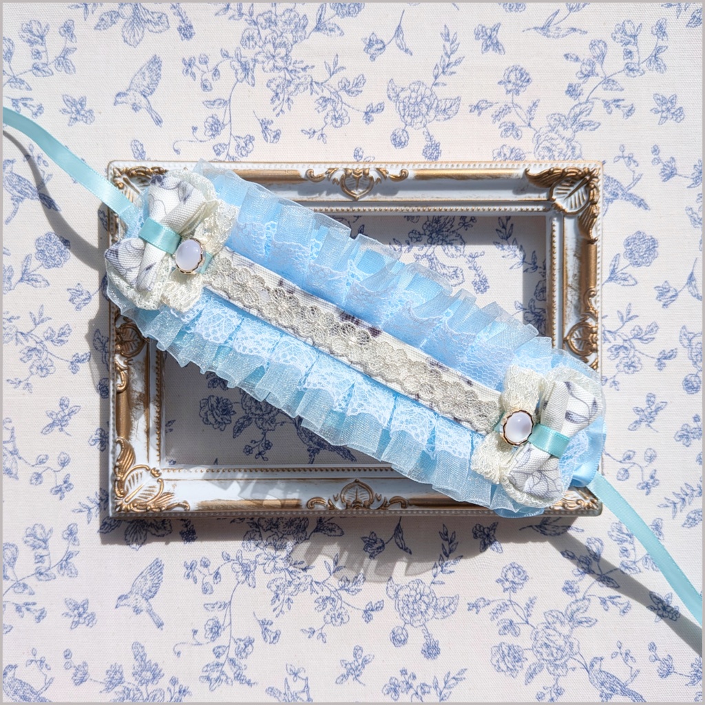 ぬい用ヘッドドレス/12~15cm用  水色⑤