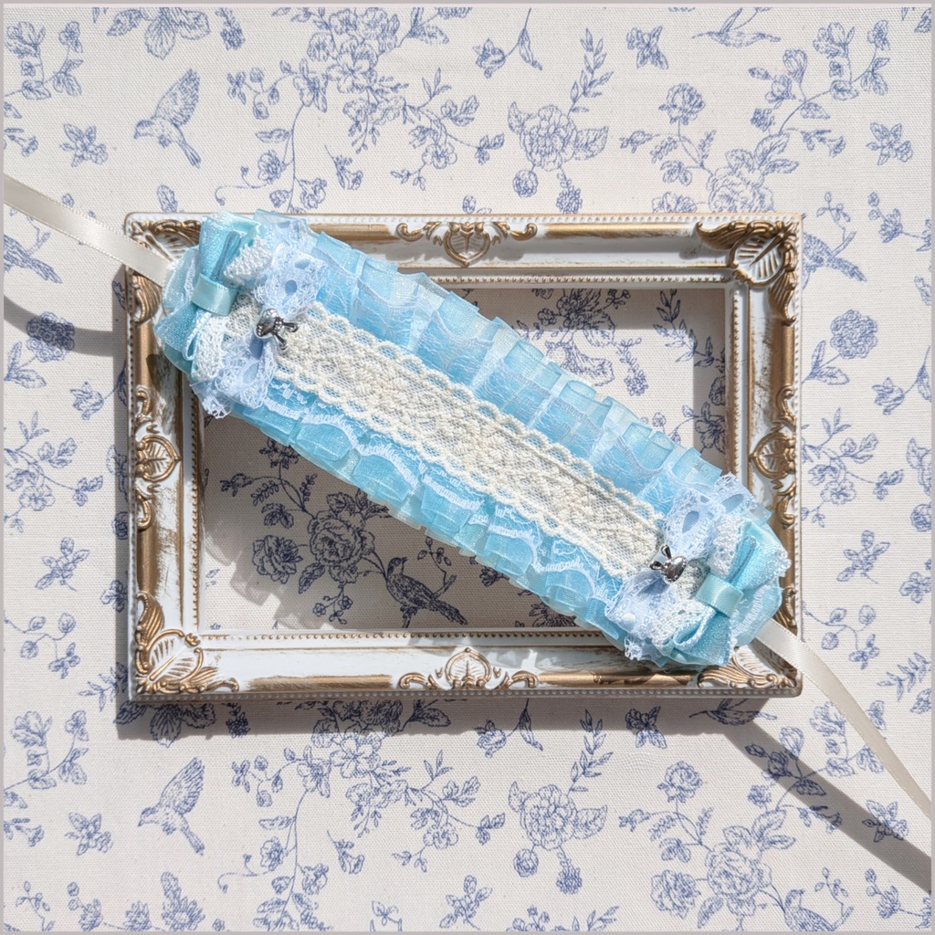 ぬい用ヘッドドレス/12~15cm用 水色⑤