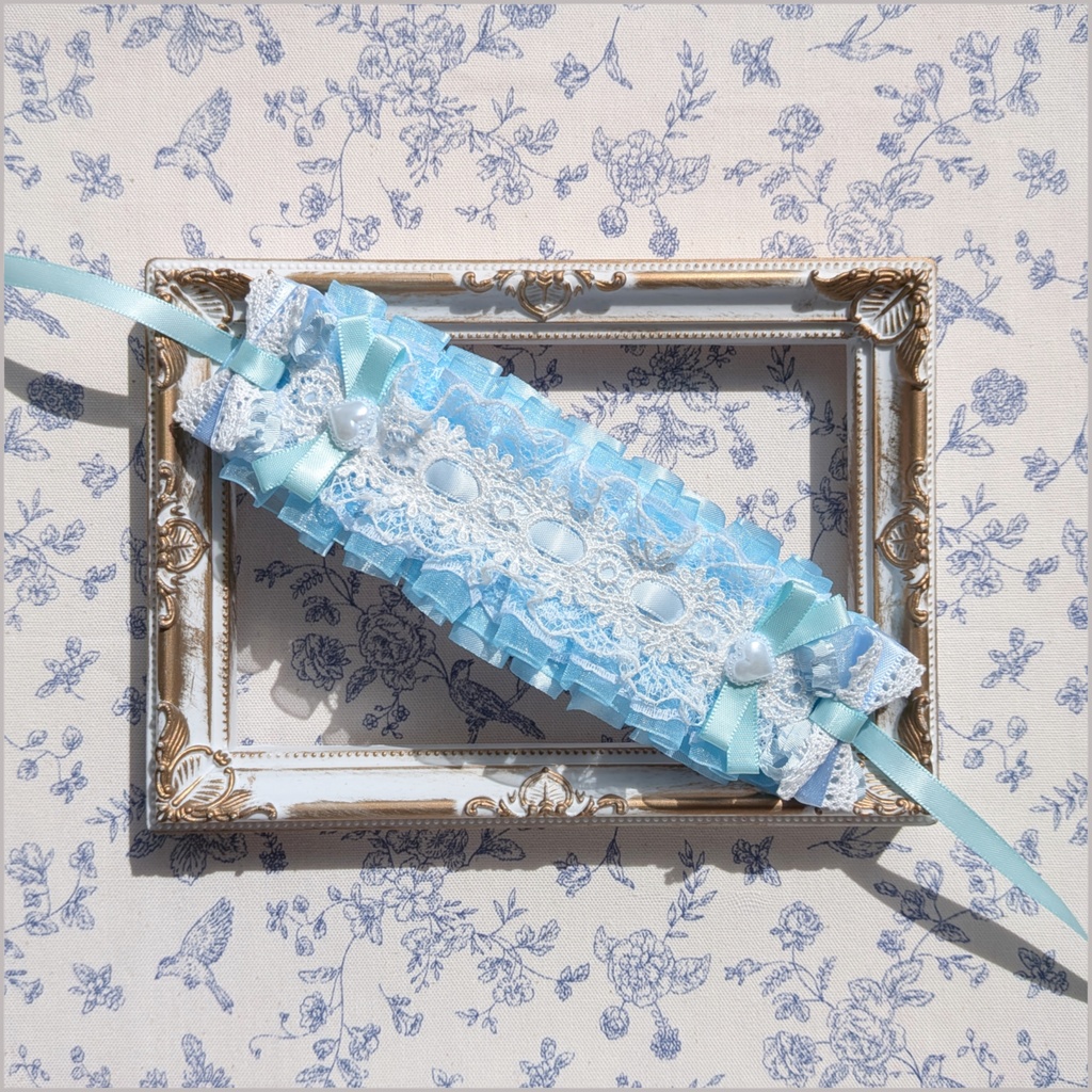 ぬい用ヘッドドレス/12~15cm用  水色⑥