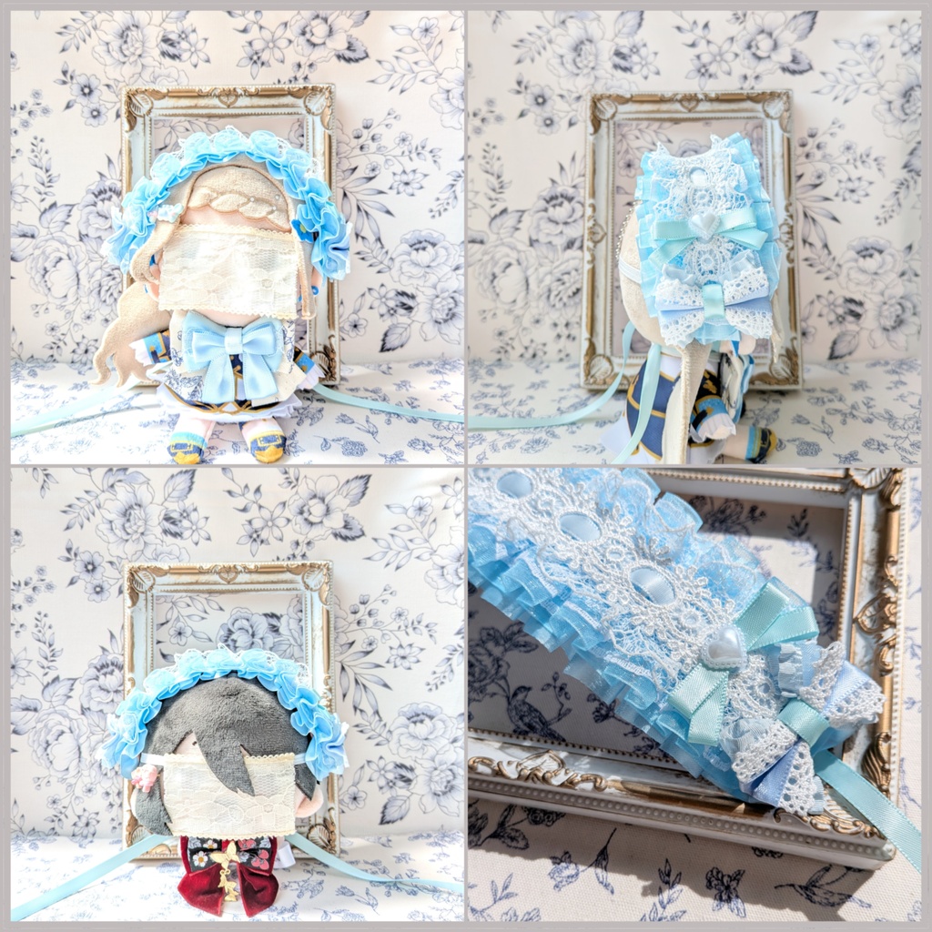 ぬい用ヘッドドレス/12~15cm用 水色⑥