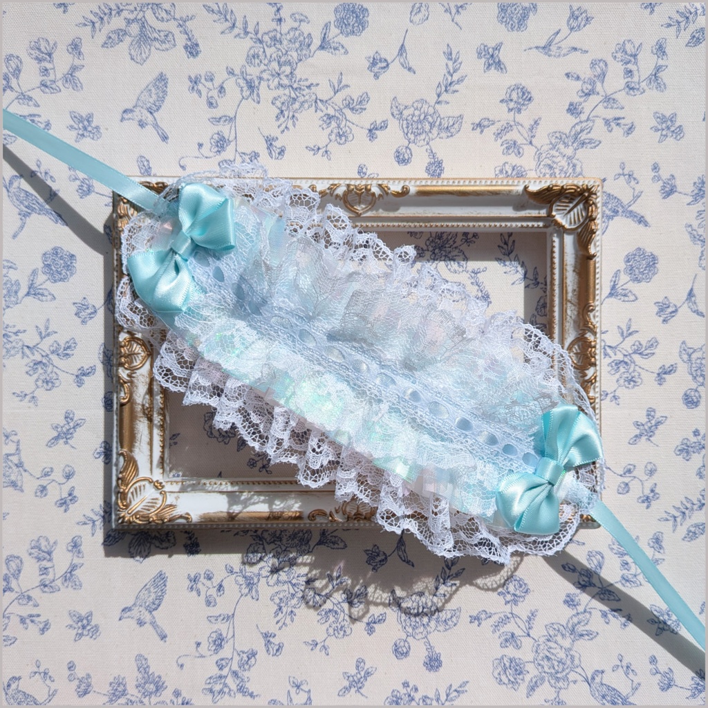 ぬい用ヘッドドレス/12~15cm用  水色⑦