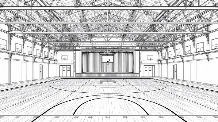 【 同人背景100種 学校 】屋上・階段・教室(後方/正面/アオリ)・廊下(狭/広)・体育館・校舎|線画のみ & 白下地 200枚