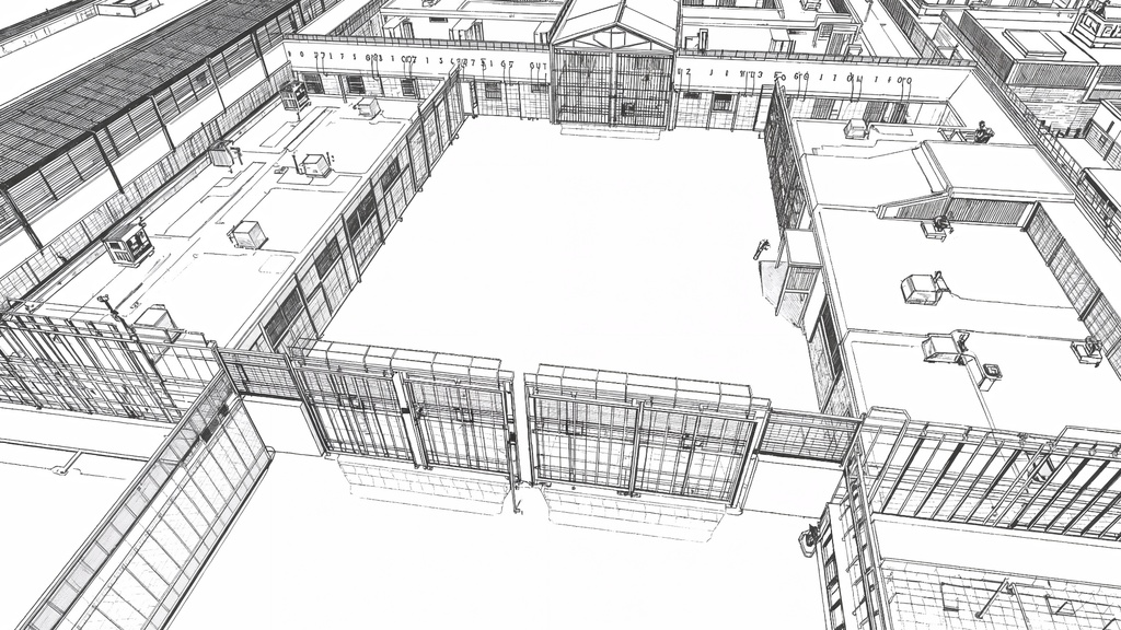 【同人背景200種|刑務所・警察署セット】線画(トーン有)+白下地 400枚|漫画・同人・サスペンス制作の時短に