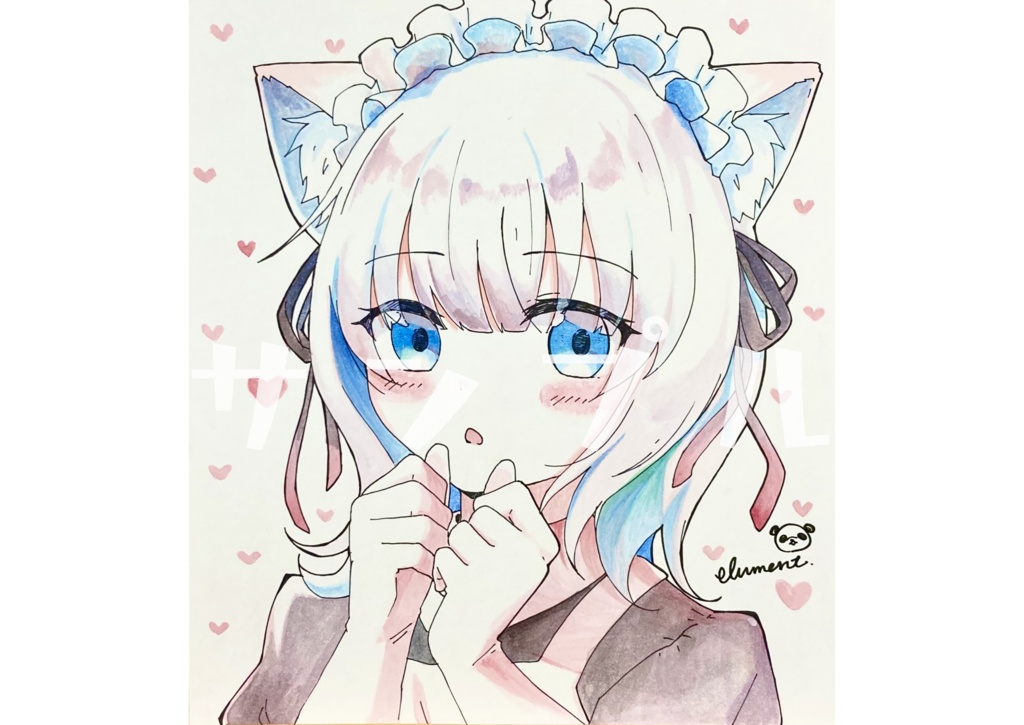 手描きでか色紙「ねこみみメイド」