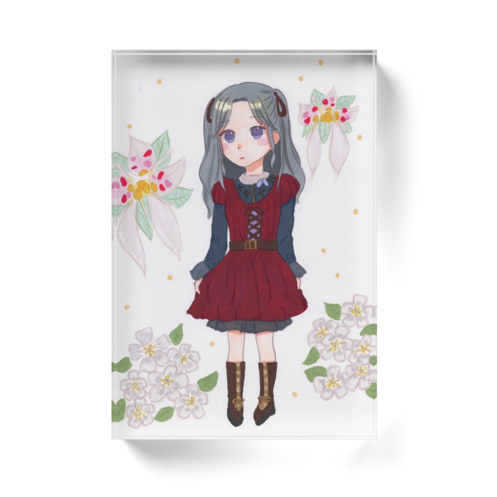 花と女の子~ユキノシタとピラカンサ~