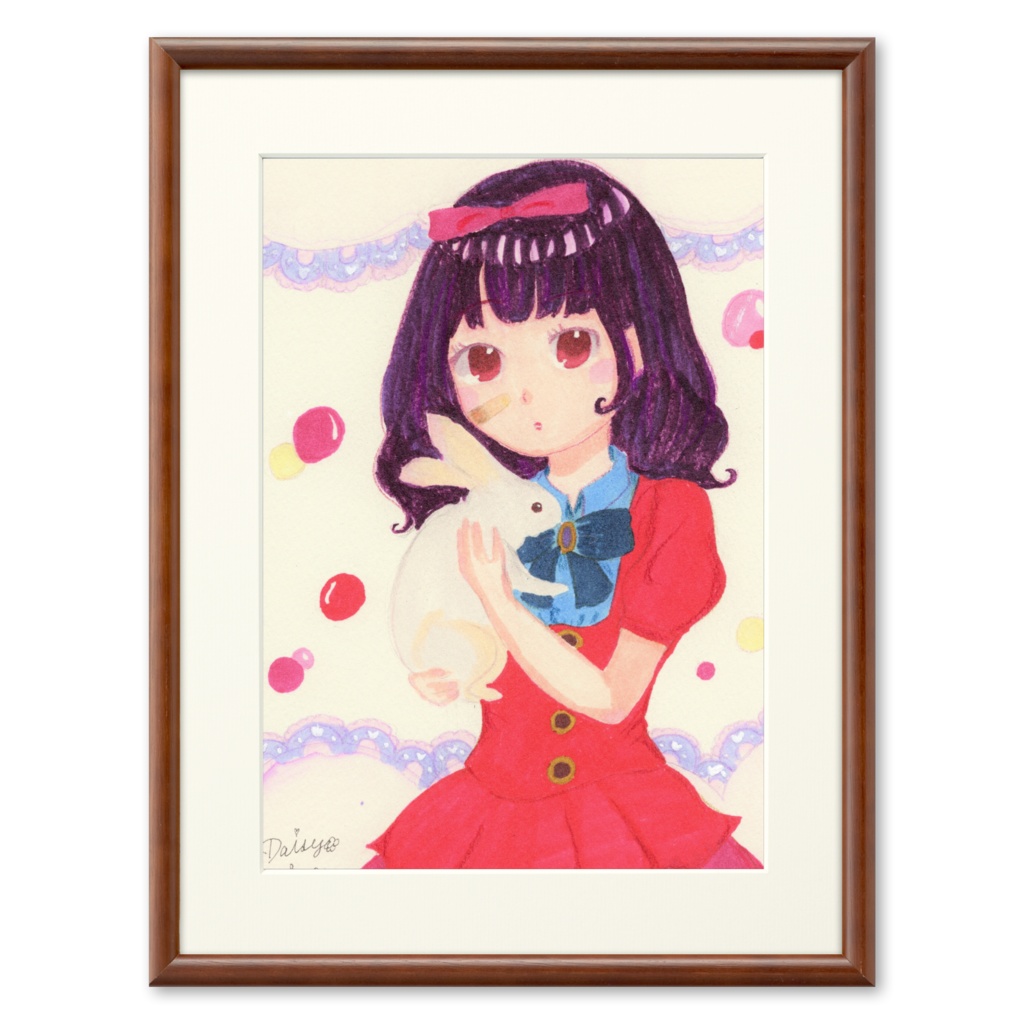ラブリーガールwithラビット(複製画)