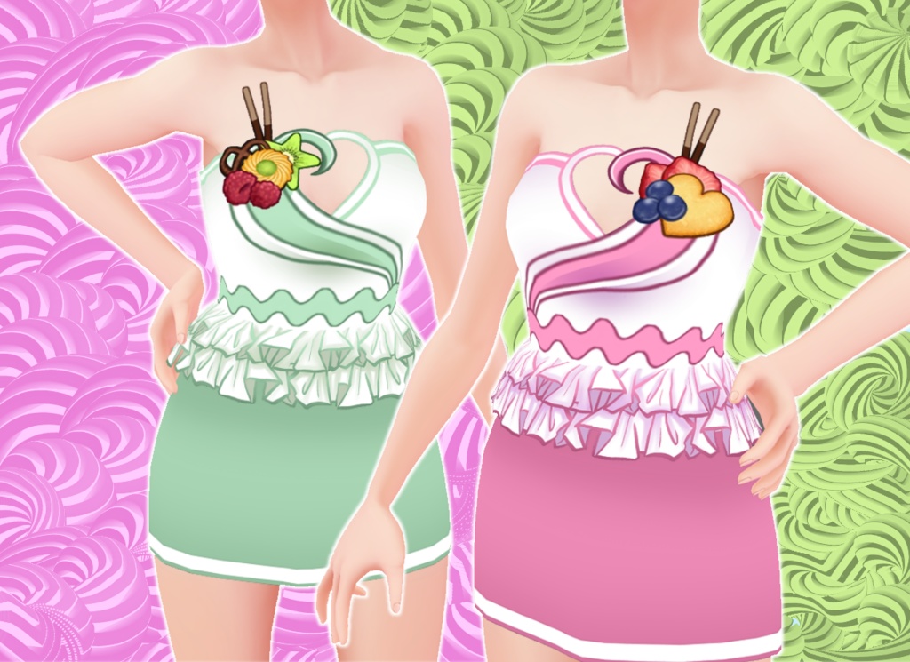 Parfait Dress (Strawberry + Matcha)