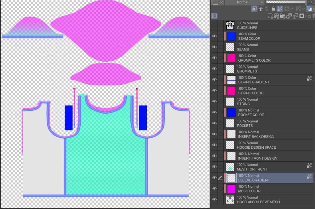 Semi-Mesh Hoodie with DIY .PSD Template