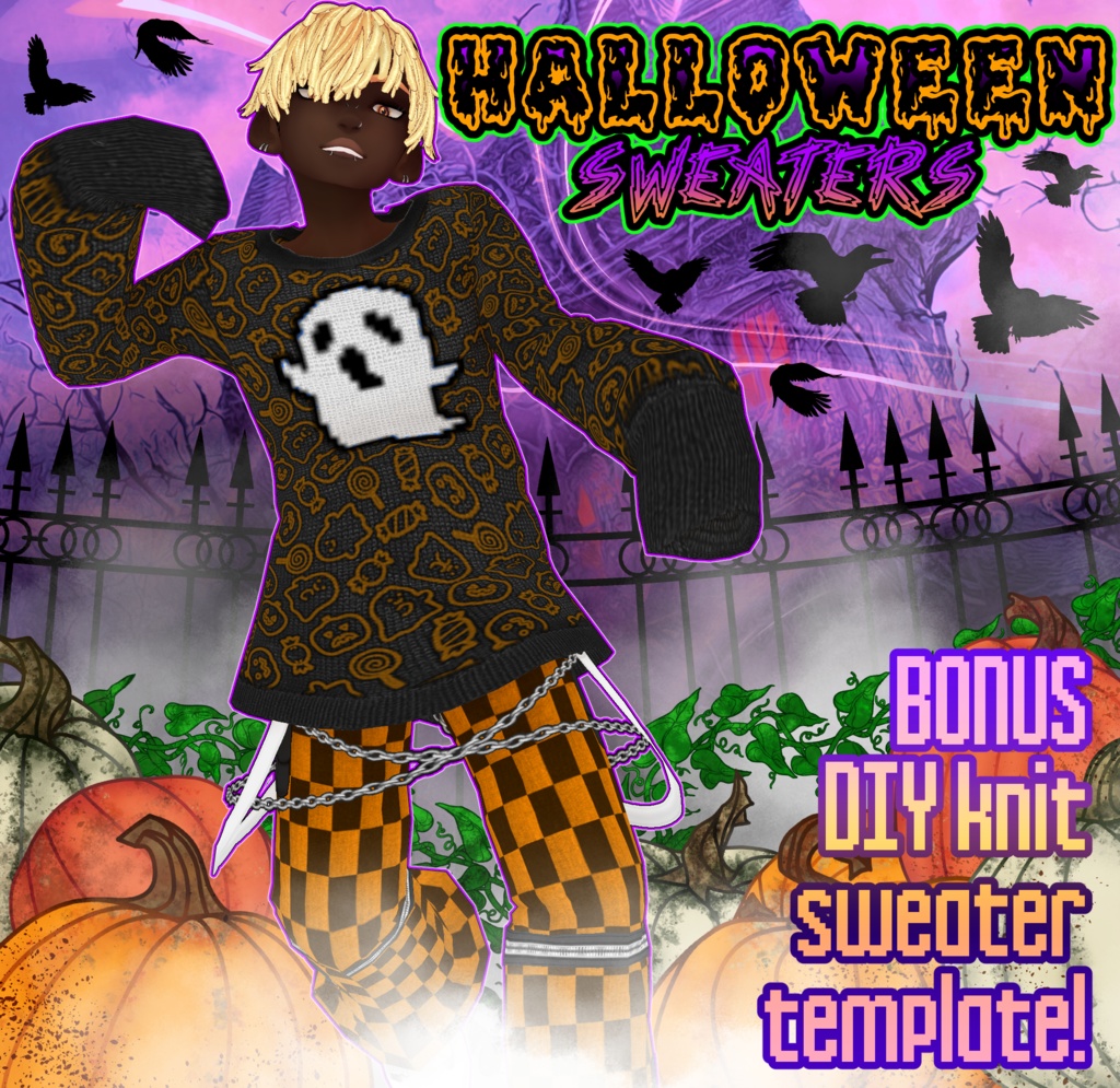 Halloween Sweaters + DIY Oversized Knit Sweater Template