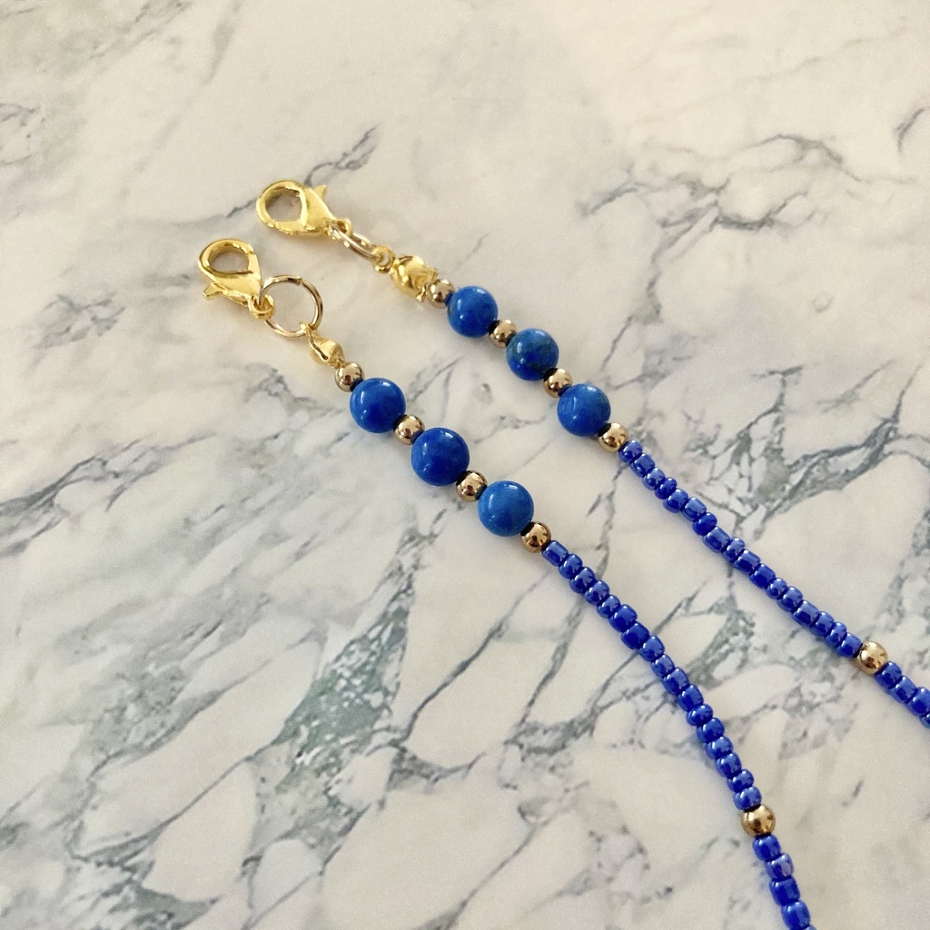 送料込み⭐︎ロイヤルブルー×ゴールドのマスクチェーン