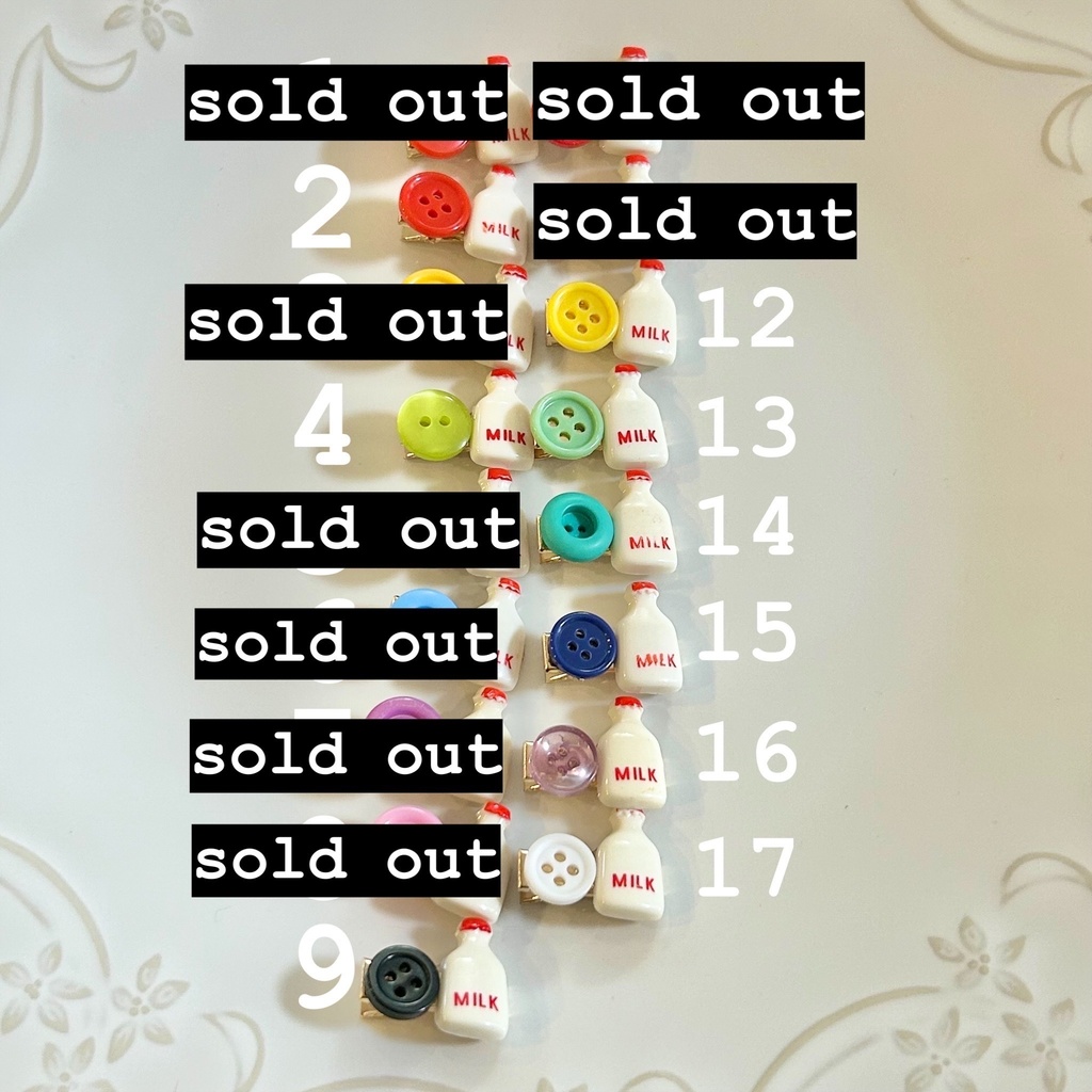 送料込み⭐︎ぬいちゃん用ミルクボタンヘアクリップ