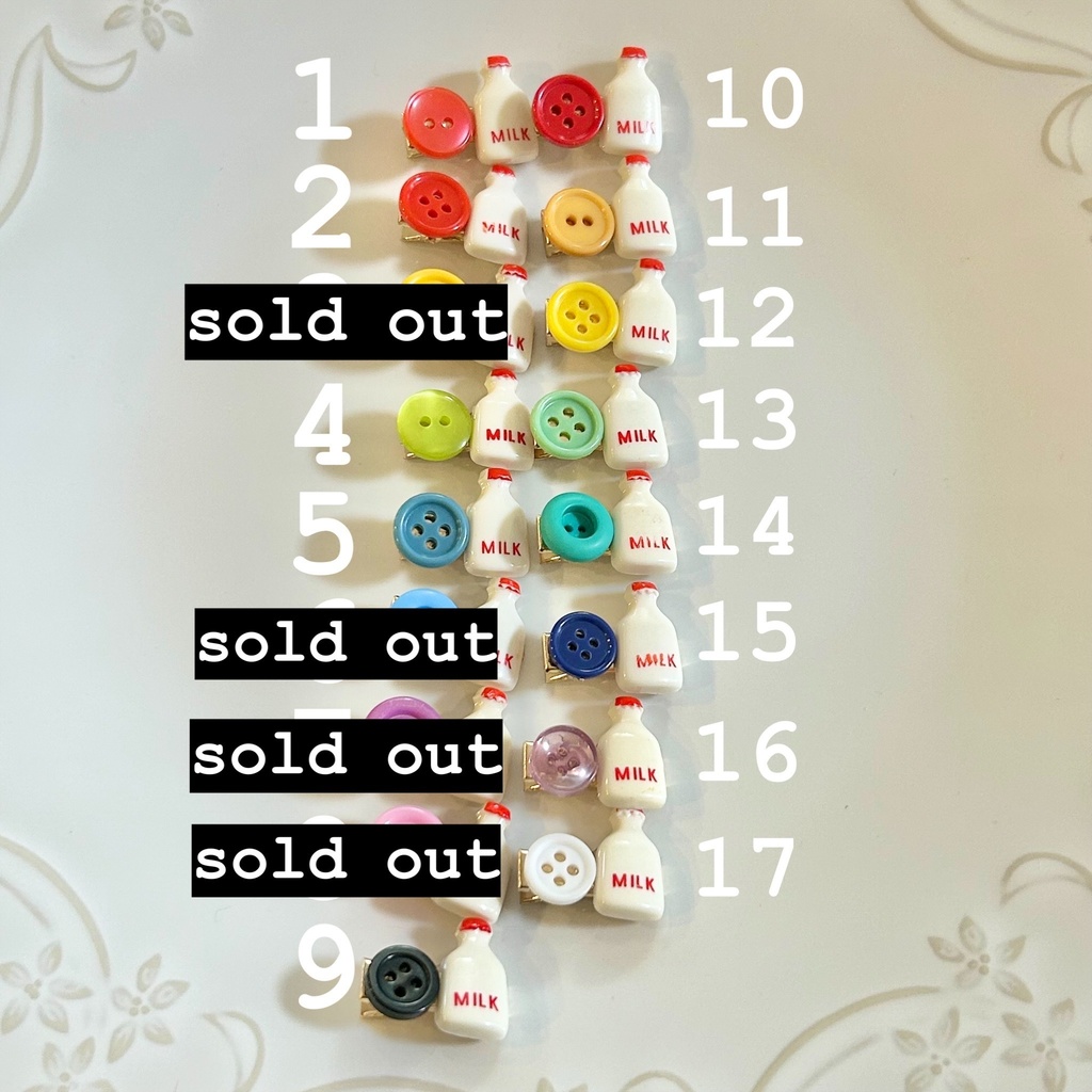 送料込み⭐︎ぬいちゃん用ミルクボタンヘアクリップ