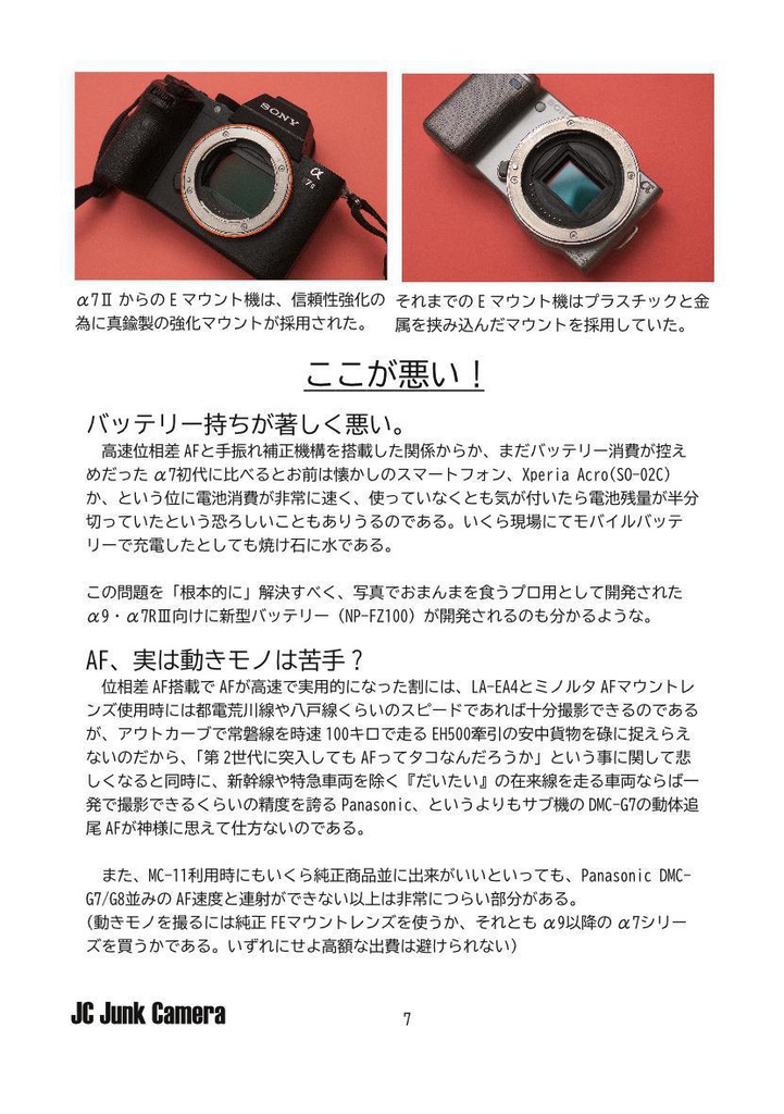 JC Junk Camera No.8 SONY α7Ⅱの凱旋