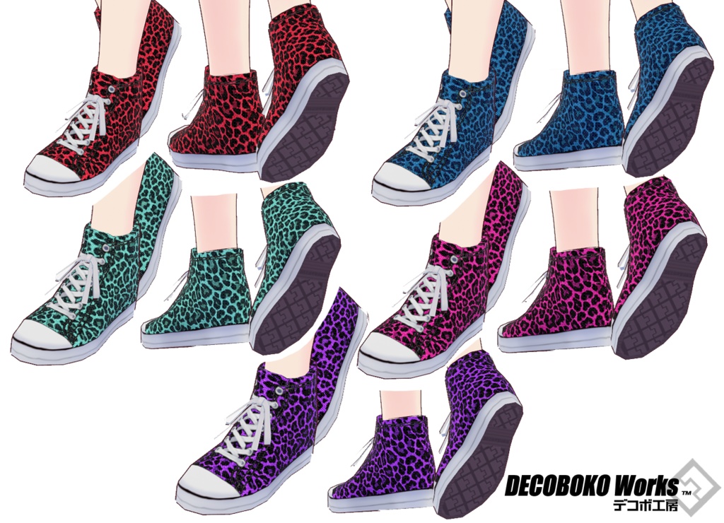 【VRoid】レオパード柄 ハイカットスニーカー