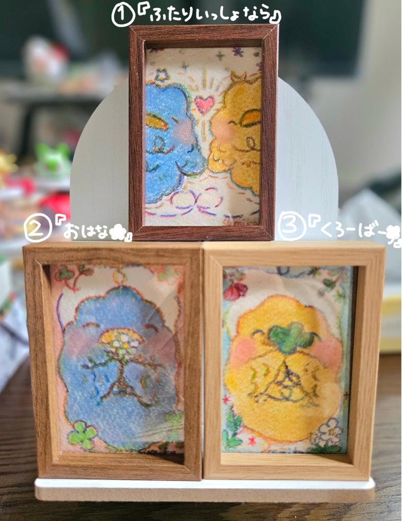 とりさんのミニ額入り原画 全3種