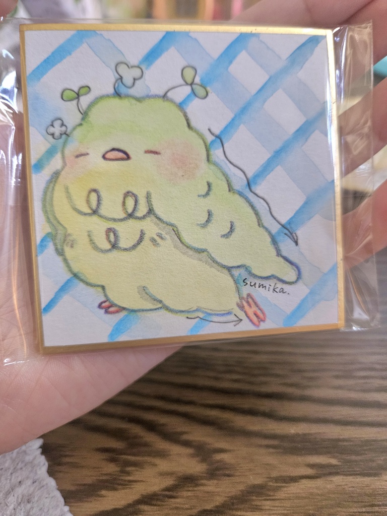 なぞのとり ミニ原画(豆色紙)