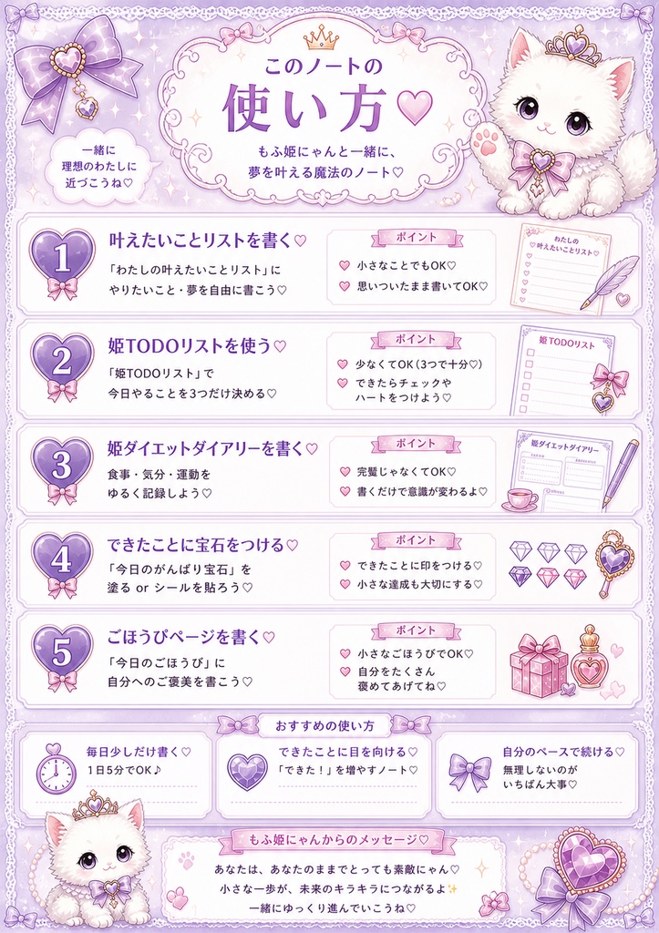 もふ姫にゃん Wish Book♡ 姫かわTODO&ダイエットダイアリーPDFセット