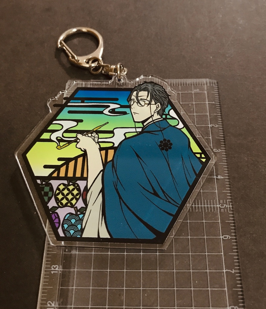 【和柄】切り絵風アクリルキーホルダー1:望月 暁