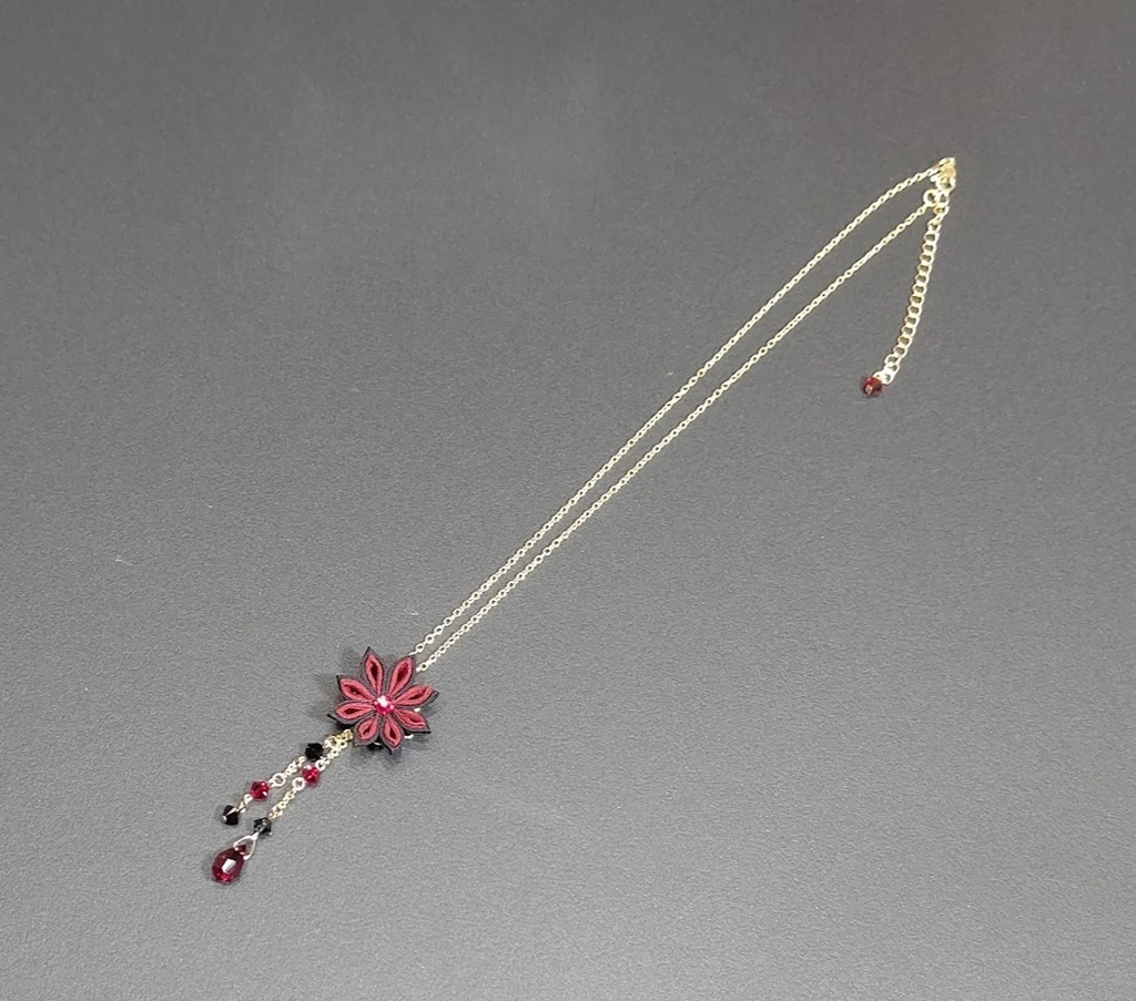 刀剣乱舞 加州清光イメージつまみ細工イヤリング・ネックレス