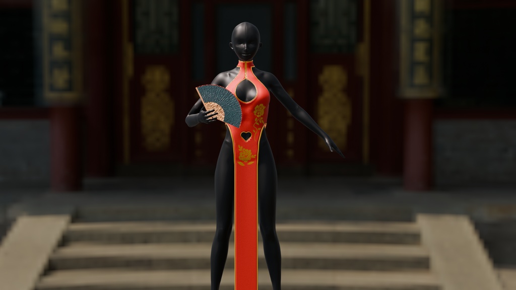 【Blender】 チャイナドレスおまけ付 Chinadress with bonus