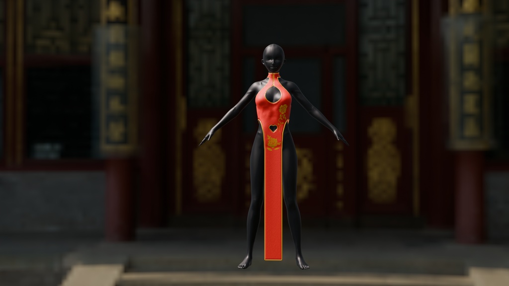 【Blender】 チャイナドレスおまけ付 Chinadress with bonus