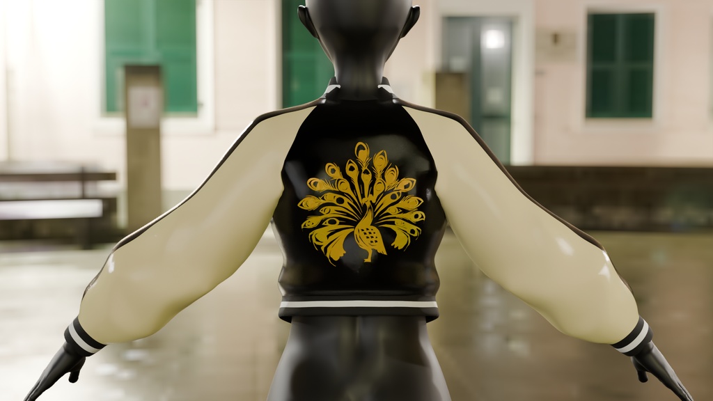 【Blender】 スカジャン(風神雷神) Sukajan(wind god thunder god)