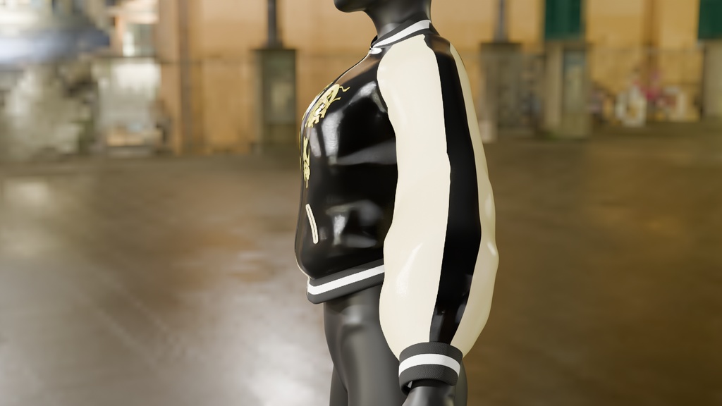 【Blender】 スカジャン(風神雷神) Sukajan(wind god thunder god)