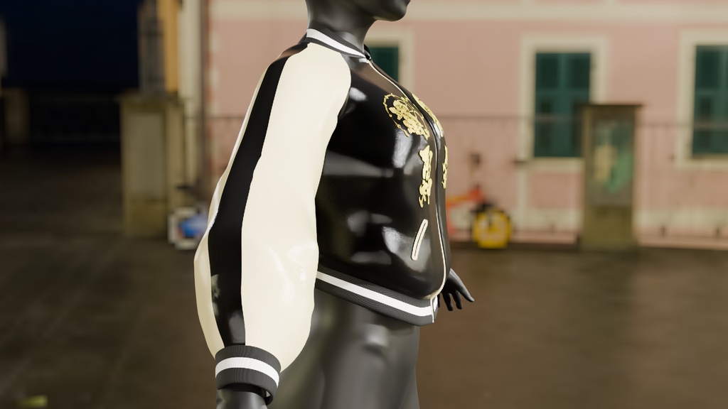 【Blender】 スカジャン(風神雷神) Sukajan(wind god thunder god)