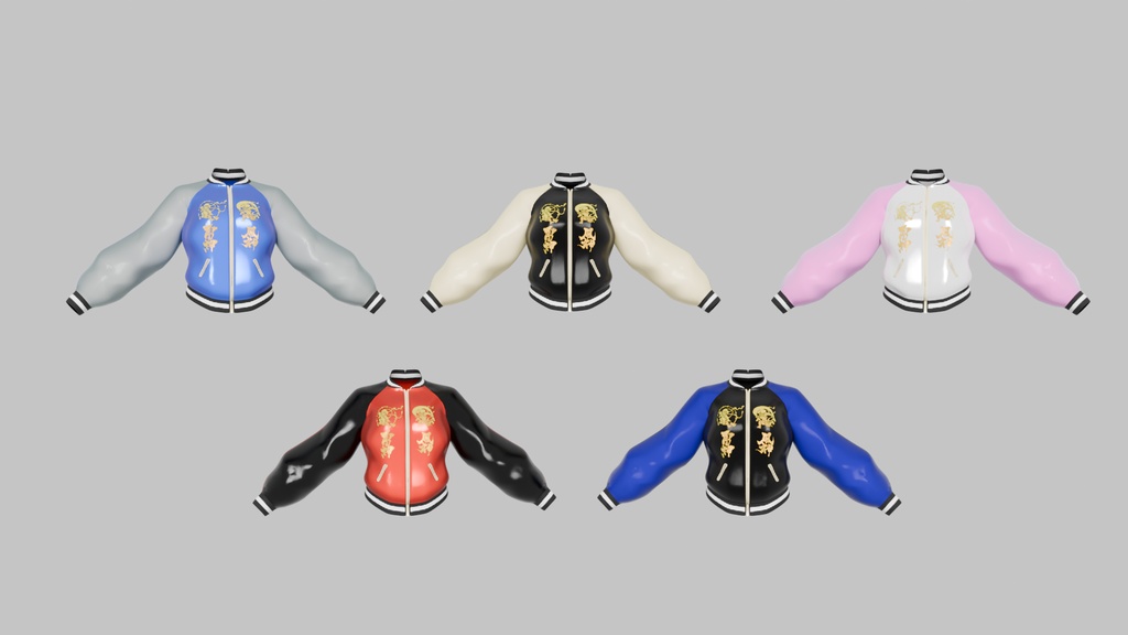 【Blender】 スカジャン(風神雷神) Sukajan(wind god thunder god)