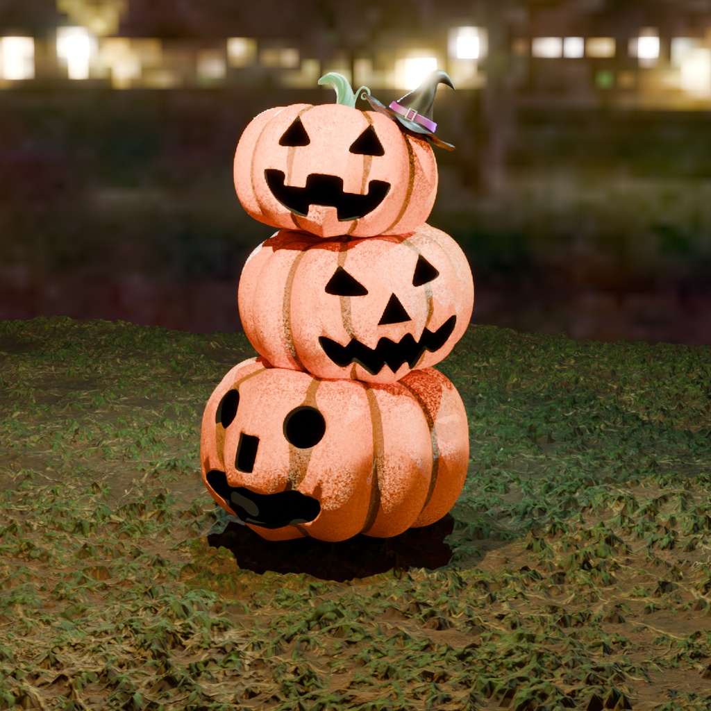 【Blender】 ジャック・オー・ランタン Jack-o'-Lantern 【Model】