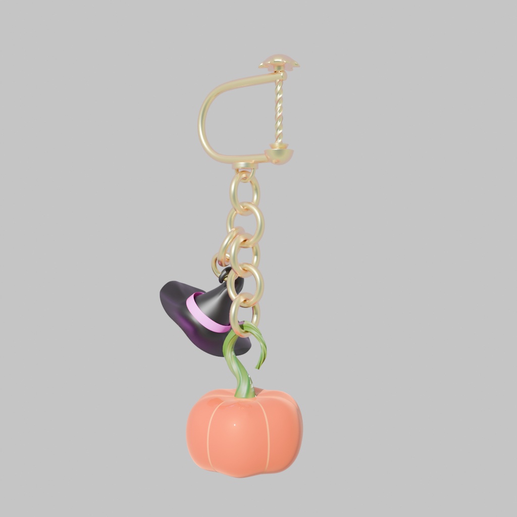 【Blender】 ジャックオーランタンイヤリング Jack-o'-Lantern earing 【VRChat】