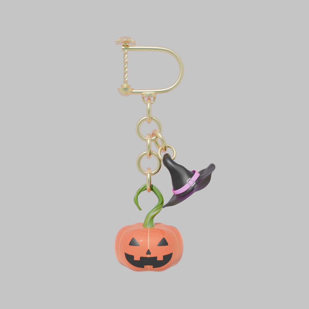 【Blender】 ジャックオーランタンイヤリング Jack-o'-Lantern earing 【VRChat】
