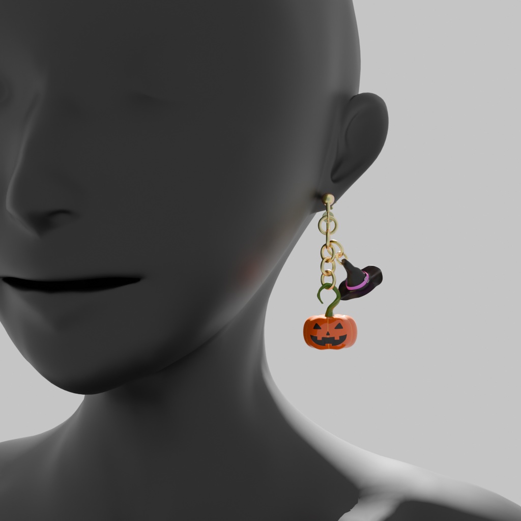 【Blender】 ジャックオーランタンイヤリング Jack-o'-Lantern earing 【VRChat】