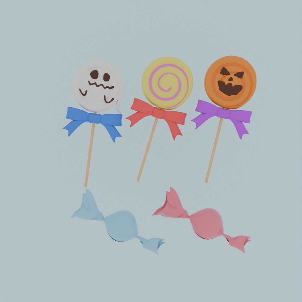 【Blender】 ジャックオーランタンのお菓子セット jack o lantern candy set 【VRChat】