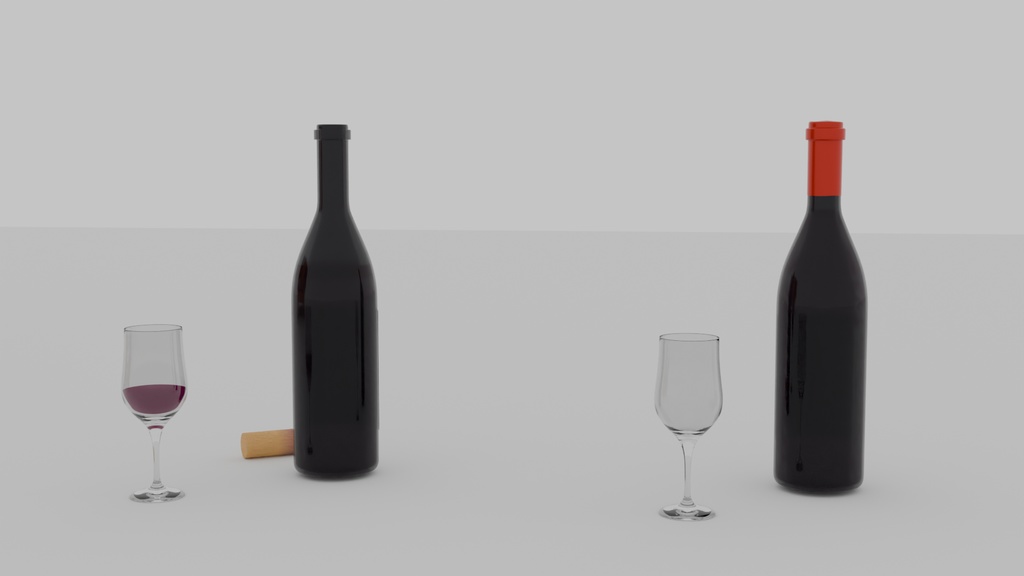 【Blender】 ボジョレーヌーボーセット Beaujolais nouveau set 【Model】