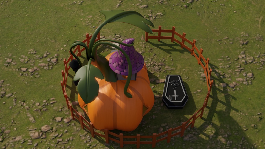 【Blender】 ジャックオーランタンの家 jack o lantern house 【Model】