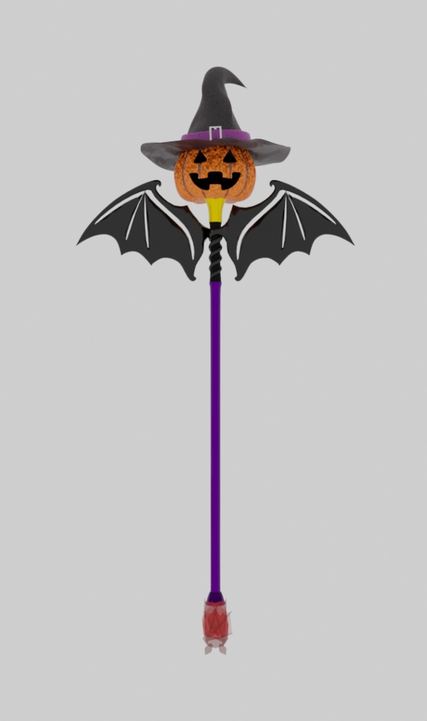 【Blender】 ジャックオーランタンの杖 jack o lantern wand【Model】