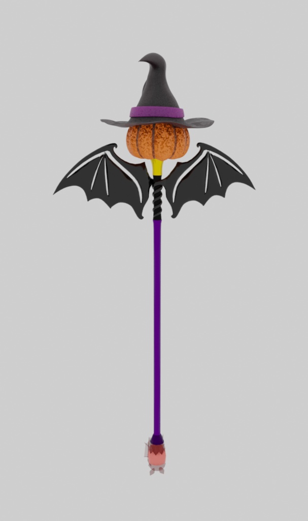 【Blender】 ジャックオーランタンの杖 jack o lantern wand【Model】