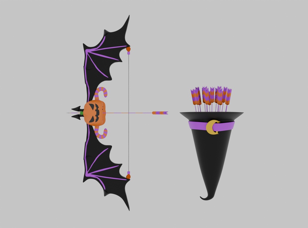 【Blender】ハロウィンの弓矢 halloween bow and arrow【VRChat】